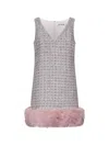 Self-portrait Mini Dress With Boucle Fur Trim In Pink