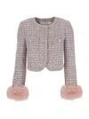 Self-portrait Crystal-embellished Tweed Jacket In Pink