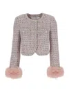 Self-portrait Crystal-embellished Tweed Jacket In Pink