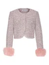 Self-portrait Crystal-embellished Tweed Jacket In Pink