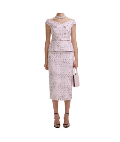 Self-portrait Bouclé Midi Dress In Pink