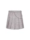 Self-portrait Pleated Bouclé Mini Skirt In Pink