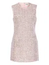 Self-portrait Textured Sleeveless Dress With Fitted Silhouette In Pink
