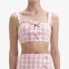 Self-portrait Pink Check Boucle Crop Top In Pink