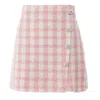 Self-portrait Pink Check Boucle Mini Skirt In Pink