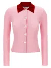Self-portrait Self Portrait Women Wool Cardigan With Contrasting Collar In Pink