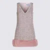 Self-portrait Embellished Fur-trimmed Dress In Pink