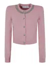 SELF-PORTRAIT PINK EMBELLISHED CARDIGAN