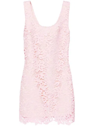 SELF-PORTRAIT PINK FLORAL LACE MINI DRESS