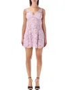 Self-portrait Pink Foral Lace Mini Dress With Satin Bow In Pink