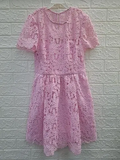 Pre-owned Self-portrait Self Portrait Pink Guipure Lace Mini Dress Size 4