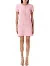 Self-portrait Womens Bead-embellished Short-sleeve Knit Mini Dress Pink In Pink