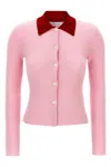 Shop Self-portrait Self Portrait 'pink Merino Wool' Cardigan