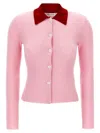 Self-portrait Self Portrait Women Wool Cardigan With Contrasting Collar In Pink