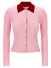 Self-portrait Self Portrait Women Wool Cardigan With Contrasting Collar In Pink