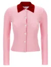 Self-portrait Self Portrait Women Wool Cardigan With Contrasting Collar In Pink