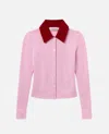 Self-portrait Self Portrait Women Wool Cardigan With Contrasting Collar In Pink