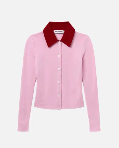 Self-portrait Pink Merino Wool Cardigan