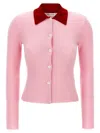 Self-portrait Pink Merino Wool' Cardigan In Pink