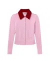 Self-portrait Wool Cardigan With Contrasting Collar In Pink