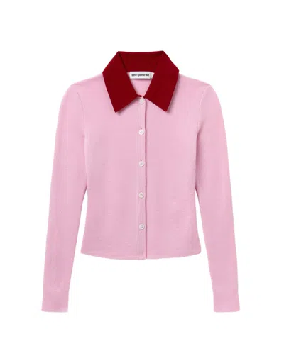 SELF-PORTRAIT SELF-PORTRAIT PINK MERINO WOOL CARDIGAN