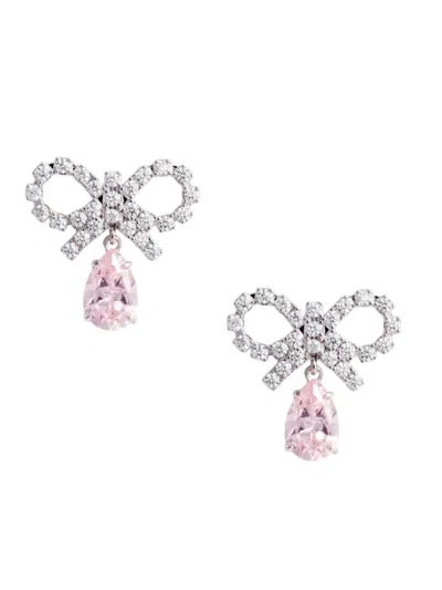 SELF-PORTRAIT SELF-PORTRAIT PINK MICRO BOW DROP EARRINGS