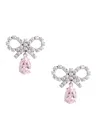 Self-portrait Self Portrait 'micro Bow Pink Droplet' Earrings In Gray