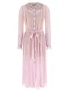 Self-portrait Pink Pleated Georgette Midi Dresses Pink In Pink