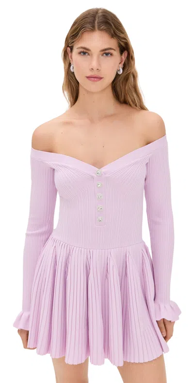 Self-portrait Pink Ribbed Knit Mini Dress Pink