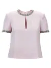 SELF-PORTRAIT SELF-PORTRAIT 'PINK SATIN EMBELLISHED' TOP