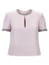 SELF-PORTRAIT SELF PORTRAIT 'PINK SATIN EMBELLISHED' TOP