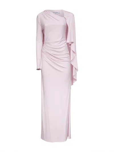 Self-portrait Pink Stretch Jersey Draped Maxi Dress