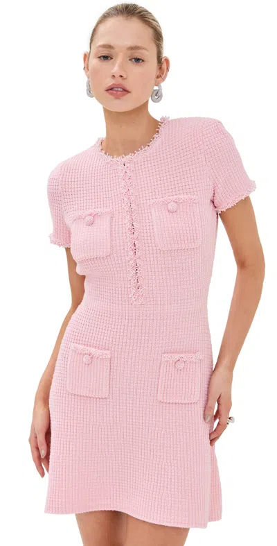 Self-portrait Mini Knitted Dress In Pink