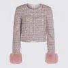 Self-portrait Crystal-embellished Tweed Jacket In Gray