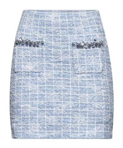 Self-portrait Plaid Mini Skirt In Blue