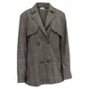 Self-portrait Plaid Print Blazer In Multicolor Acrylic In Black
