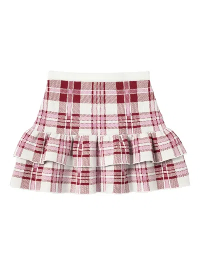 Self-portrait Kids' Plaid Ruffled Skirt