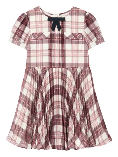 Self-portrait Kids' Plaid Short-sleeve Dress