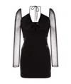 Self-portrait Plain Knitted Hollowed-out Mini Dress In Black