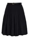 Self-portrait Black Pleated Twill Midi Skirt Skirts Black In Black