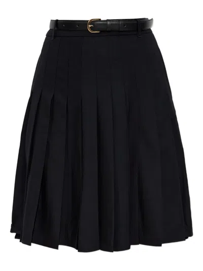 SELF-PORTRAIT PLEATED BELTED MIDI SKIRT