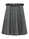 Self-portrait Pleated Belted Midi Skirt In Gray
