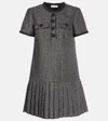 Self-portrait Metallic Boucle Pleated Mini Dress In Black
