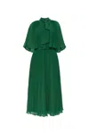 Self-portrait Chiffon Cape Midi Dress In Green