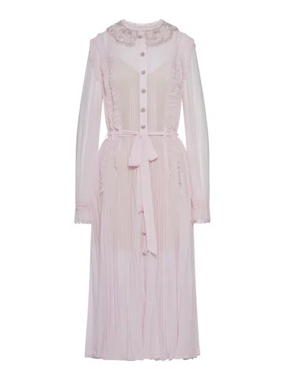 Self-portrait Pleated Georgette Midi Dress In Purple