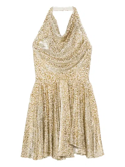 Self-portrait Pleated Halter Neck Mini Dress