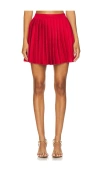 Self-portrait Pleated Knitted Mini Skirt In 레드