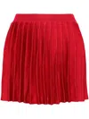 Self-portrait Pleated Knitted Mini Skirt In 红色