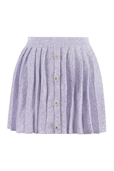 SELF-PORTRAIT PLEATED KNITTED SKIRT