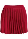 Self-portrait Pleated Knitted Mini Skirt In Red